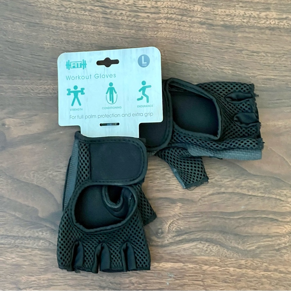 New Evrifit Black Athletic Breathable Lightweight Workout Gloves Size L